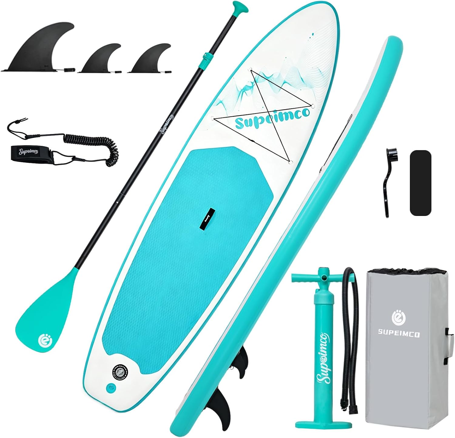 SUPEIMCO 10'6" Inflatable Stand Up Paddle Board - Hot-Melt Tech, Anti-Slip EVA Deck, 430lbs Capacity & Full Accessories for All Levels