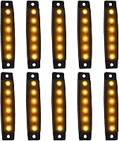 Vista 9 de Paquete de 10 Luces Laterales Marcadoras de Remolque DC 12V Verde Ahumado 3.8" 6 LED Barra de Luz de Gálibo Tira de Luz Indicadora de Señal