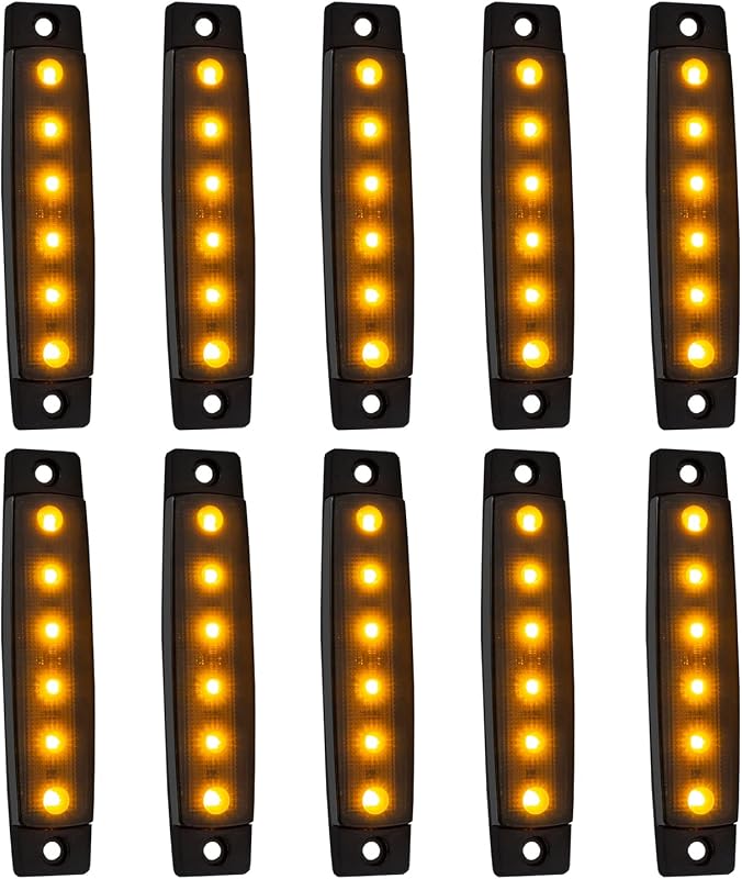 Barra de luz lateral LED âmbar fumê FABOOD F 12 V para reboque e veículos – Kit com 10 unidades