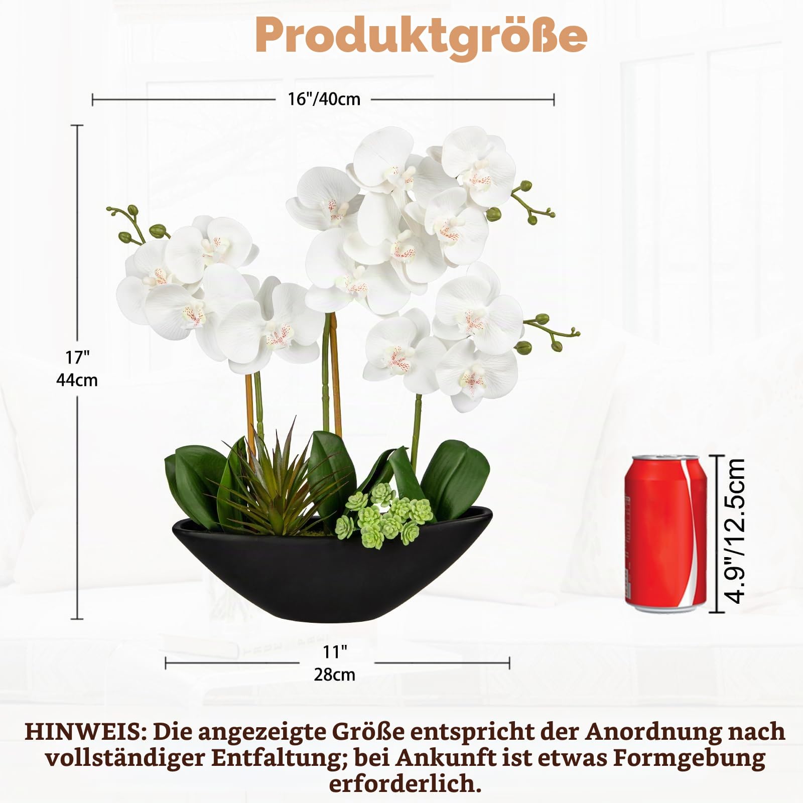 Kunstpflanze Orchideen Künstliche Deko Blumen Kunstblumen Wie Echt Mit Real-Touch Blüten im Keramiktopf Tischdeko Fensterbank Deko, Höhe 41cm