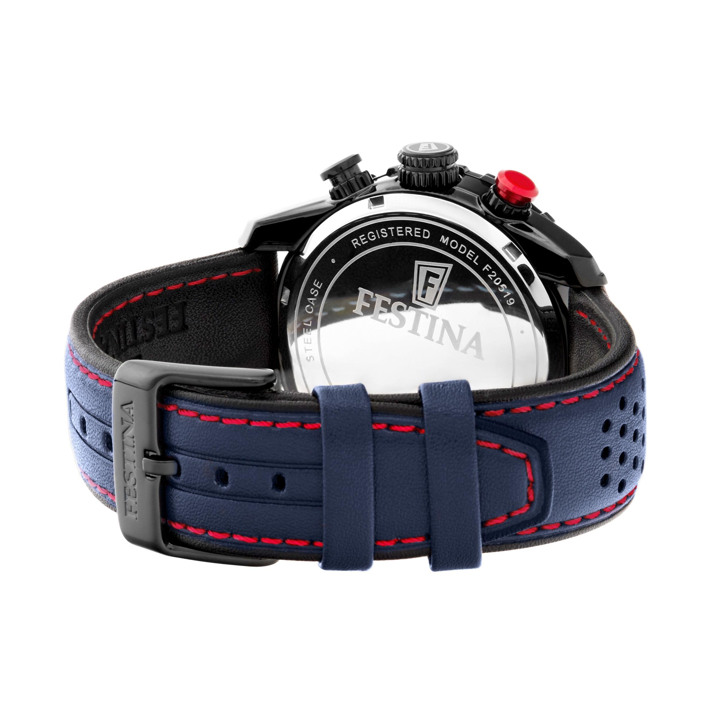 Festina Montre Homme Analogique avec Bracelet en Cuir - Mouvement Quartz - Chronographe - Calendrier - Verre Minéral Haute Résistance - Étanche 10 ATM - Élégante F20519 Chrono Sport