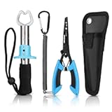 Mossy Oak Fishing Tools Kit- Fishing Plier&comma; Fish Lip Gripper&comma; Multifunctional Fishing Hook Remover with Lanyards Sheath&comma; Saltwater Resistant Fishing Accessories & Equipment&comma; Fishing Gifts for Men