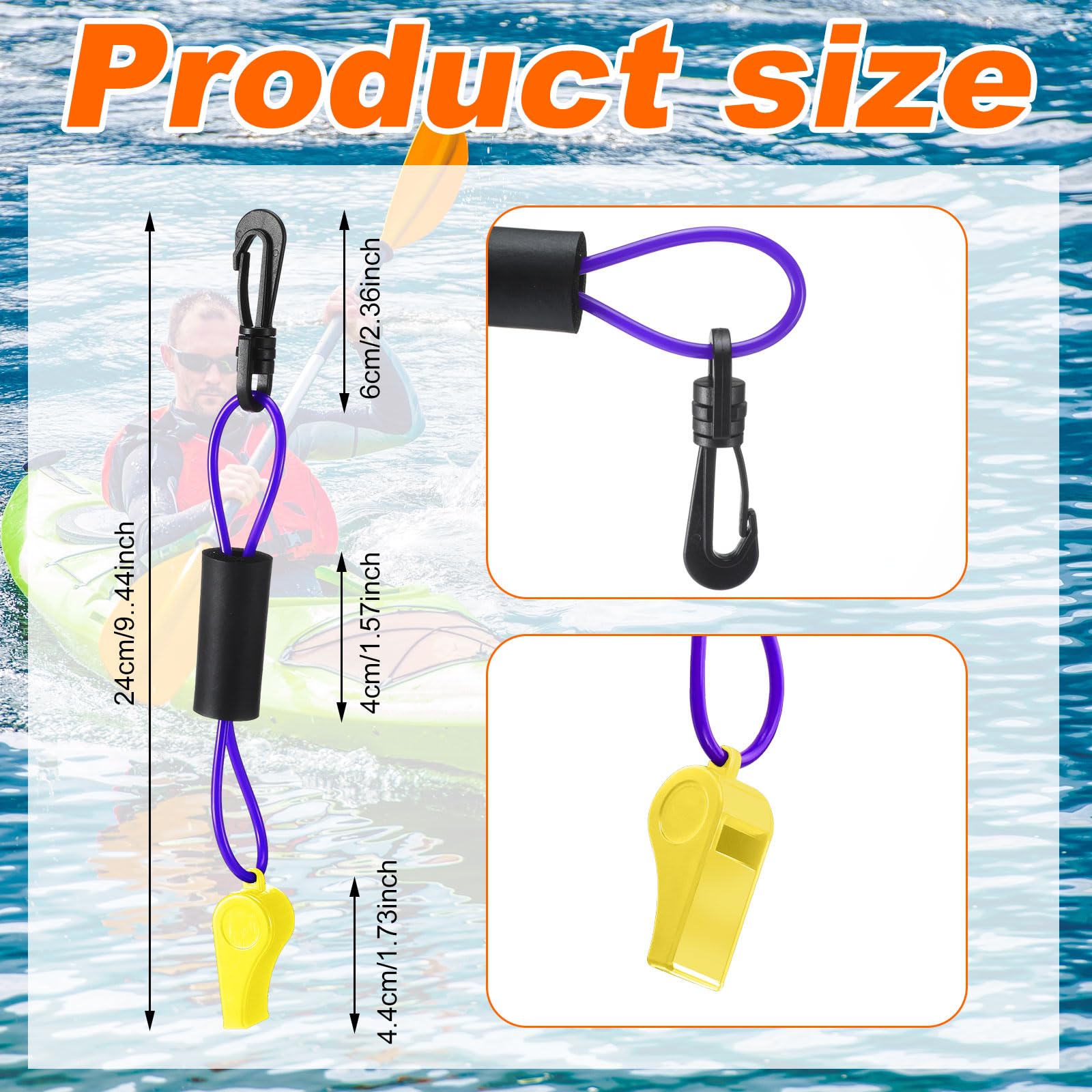 Seenelling 2 Pcs Whistle with Lanyard for Safety Boat Whistle Coast Guard Approved Float Boat Marine Camping Hiking Hunting Fishing Survival Rescue Signaling ski Accessories (Black,Yellow and Purple)