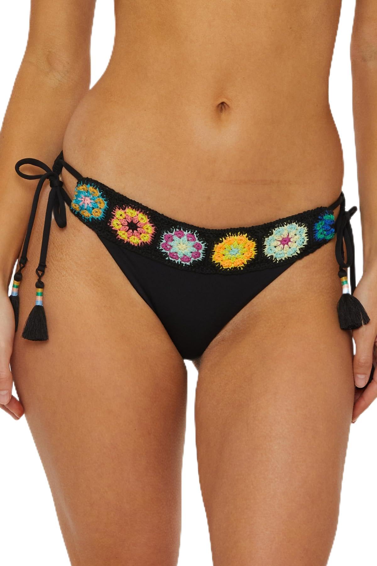 Photo 1 of ***STOCK PHOTO FOR REFERENCE ONLY*** ISABELLA ROSE Women's Standard 1969 Maui Tie Side Bikini Bottom, Cheeky Coverage, Swimwear Separates, Medium, Black