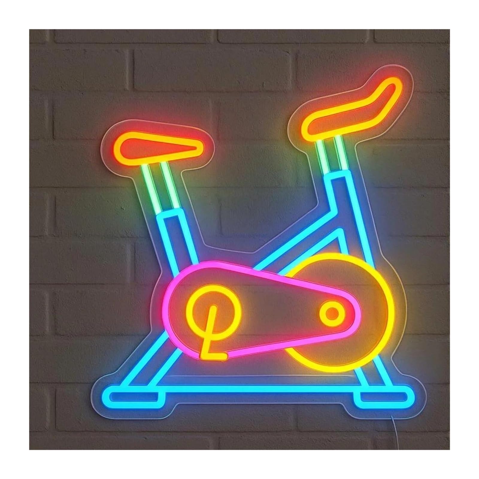 SHOUXI Sign Lamp Spin Bike Neon Sign Spinning Light Dimmable for Cardio Workout Fitness Club Sports Gym Decor(45cm)