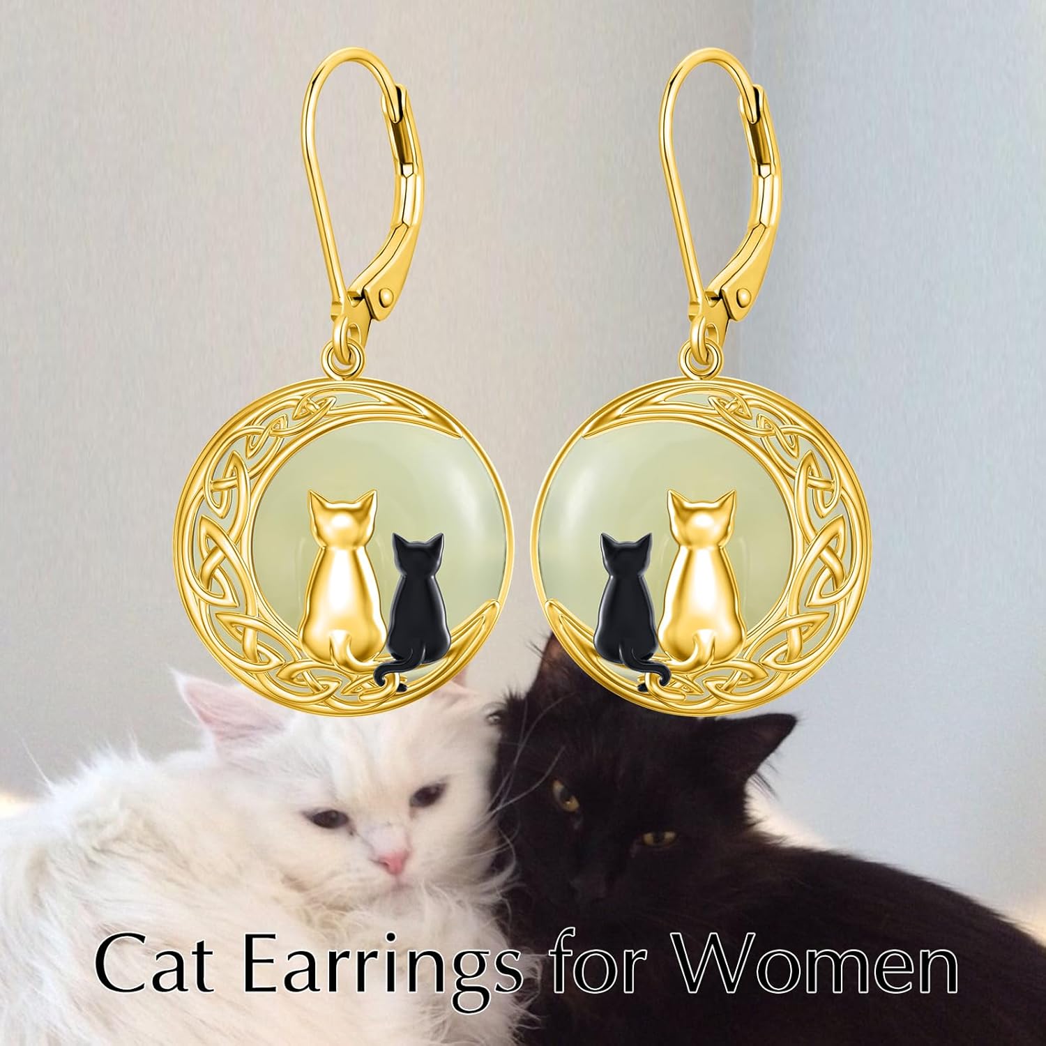 HPQQ Jade Earrings for Women 14k Gold Plated Sterling Silver Natural Jade Good Fortune Jewelry Birthday Mothers Day Gifts for Women Mom Wife