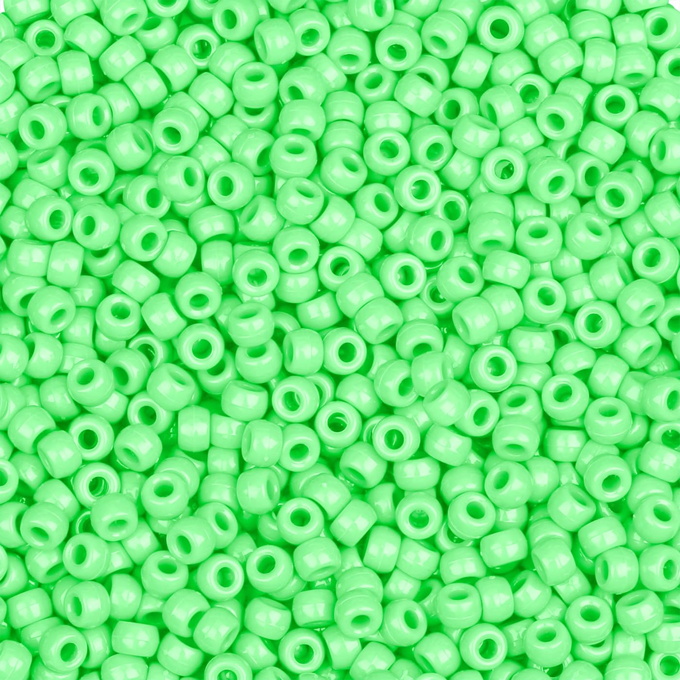 GUJOXILA Green Pony Beads Bulk 1000Pcs Kandi Beads for Bracelet Making Hair Bead for Braids Green Acrylic Pony Bead for Crafting Bracelets Necklaces Jewelry Making 6×9mm
