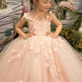 Flower Girl Dresses for Wedding 3D Butterfly Appliques Pageant Dresses for Girls Tulle First Communion Dress