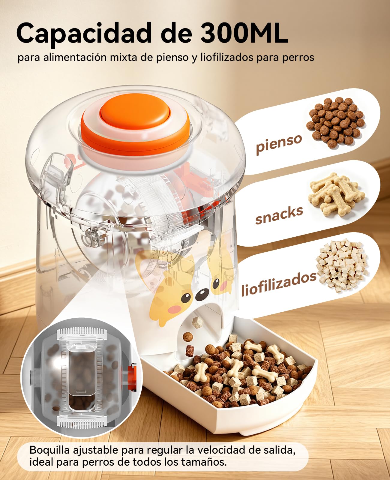 ROJECO Juguete Puzzle para Perros y Gatos, Dispensador de Golosinas Interactivo con Mando a Distancia 30m, Grabación de Voz, Capacidad 300ml, Recargable USB-C, Anti-Estrés y Estimulación Mental