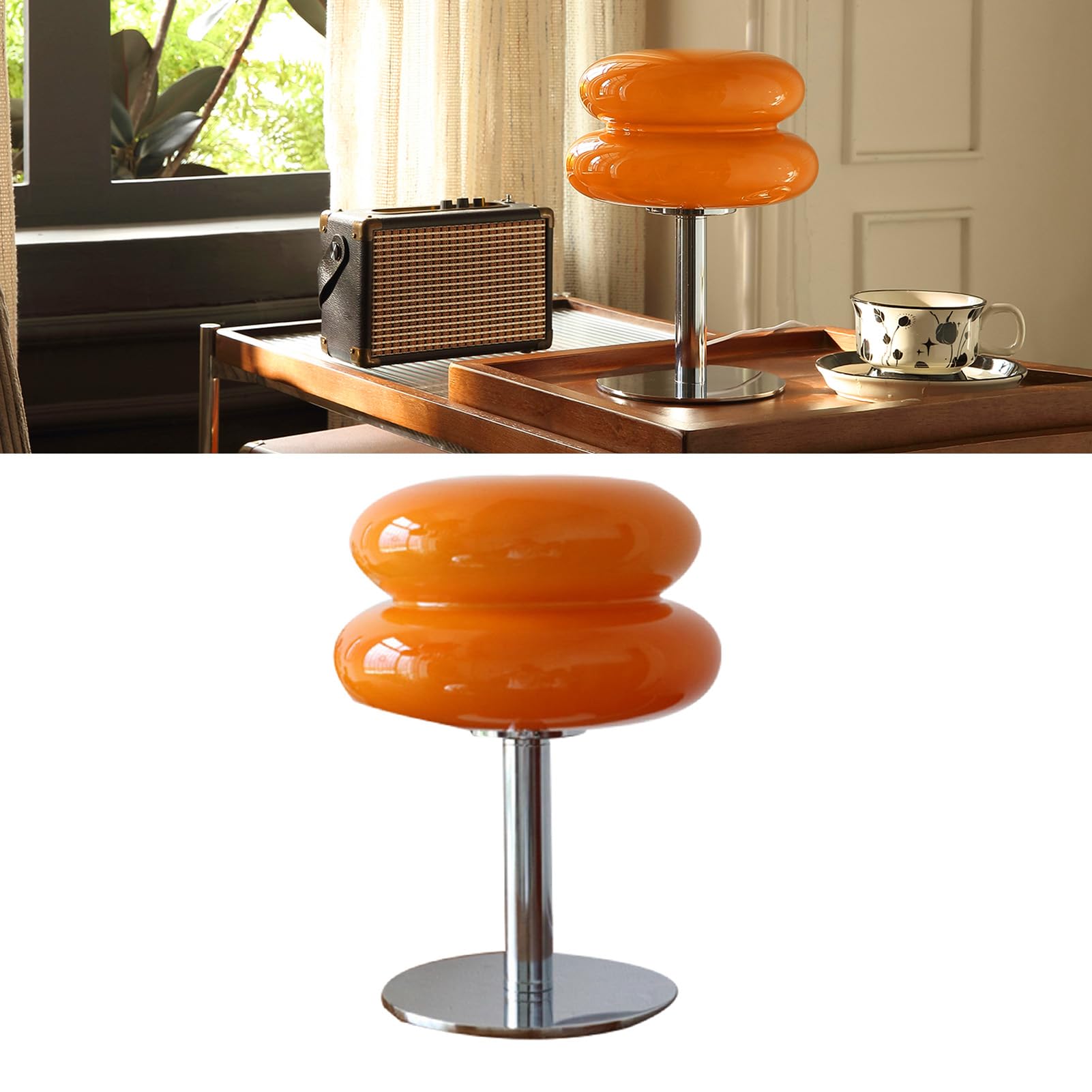 Simpatica Lampada da Tavolo in Cristallo a Forma di Torta, Luce Soffusa a Basso Consumo e Facile Utilizzo per Lampada da Comodino in Camera da Letto (ORANGE)