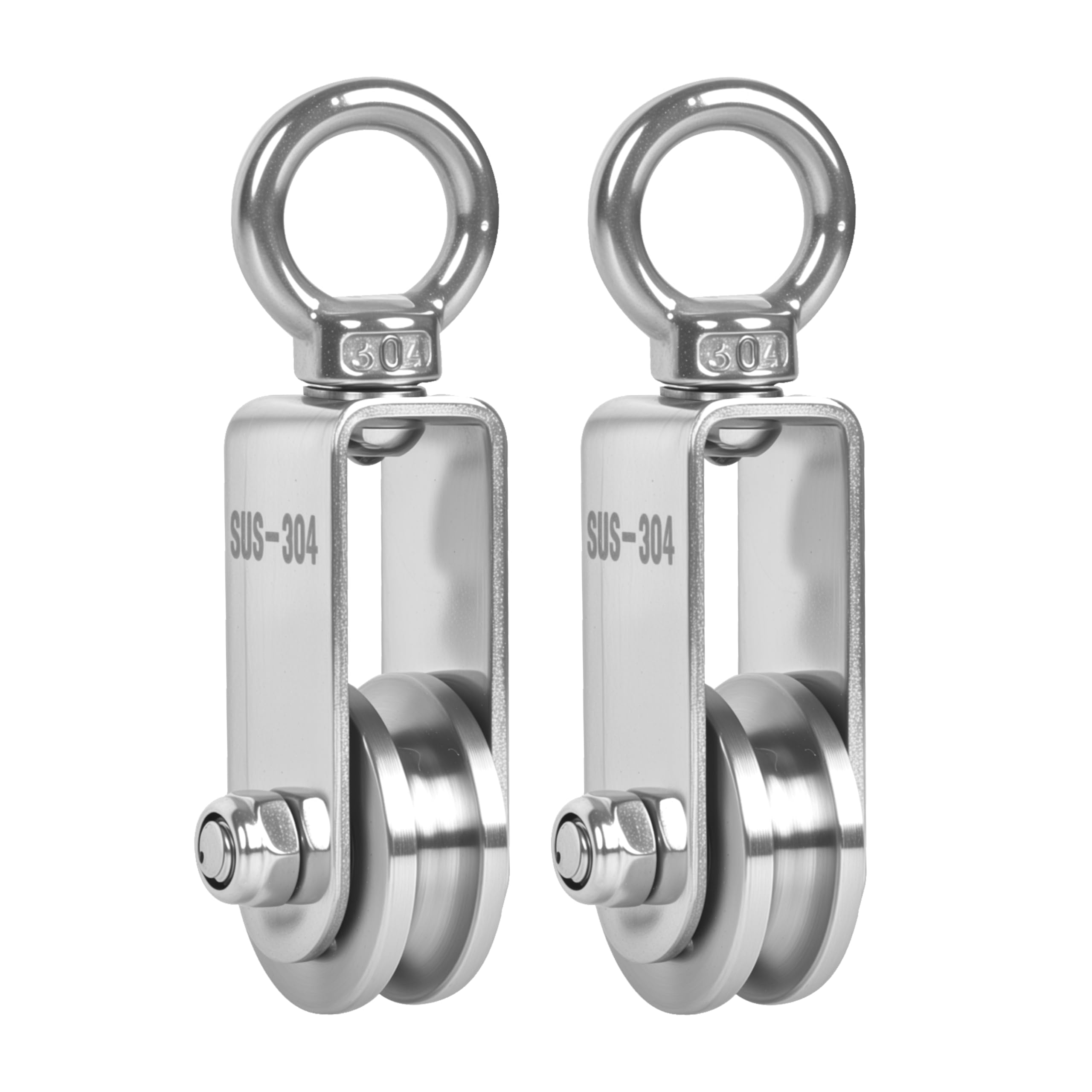 2 Pack 30mm U Groove Cable Pulley Wheel,304 Stainless Steel Swivel Pulley