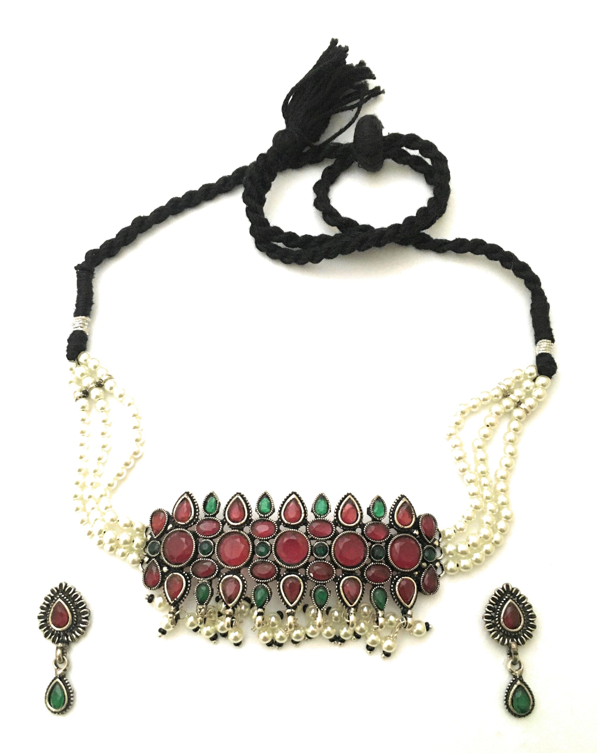 Sasitrends German Silver Oxidised Jewellery Set with AD Stones for Women & Girls - Traditional Elegance for Every Occasion (B0CKZ6L3V6) Amazon Price History, Amazon Price Tracker