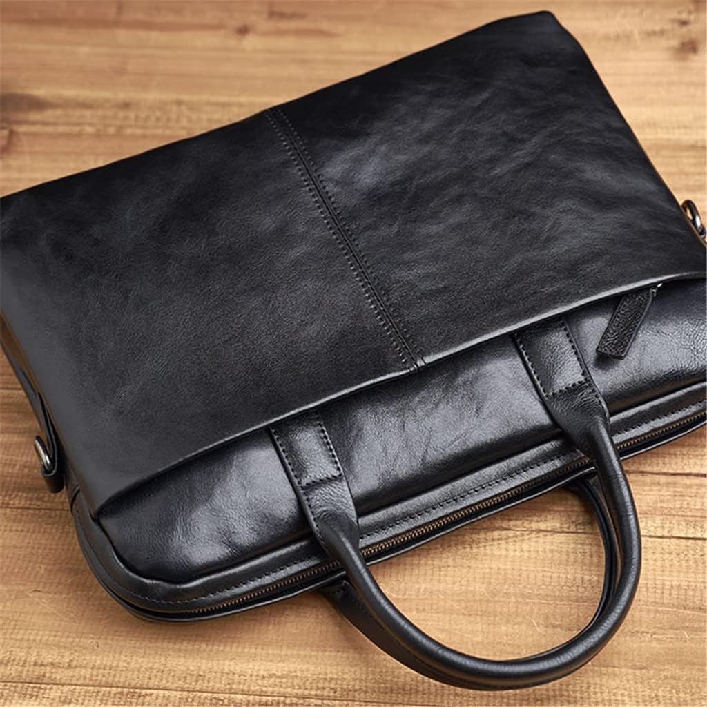 HBJWOV Leather Briefcase Men Bag Business Handbag Male Laptop Shoulder Bags Black Briefcase
