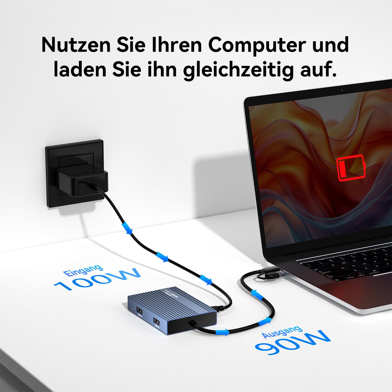 ACASIS DS0602 DisplayLink Docking Station-USB C auf Dual HDMI DisplayLink Adapter, 4K@60Hz, 2 HDMI, 100W PD, USB-A/C-auf-Dual-Monitor-Adapter für Mac mini M4/M1/M2/M3/Neo (Blau)
