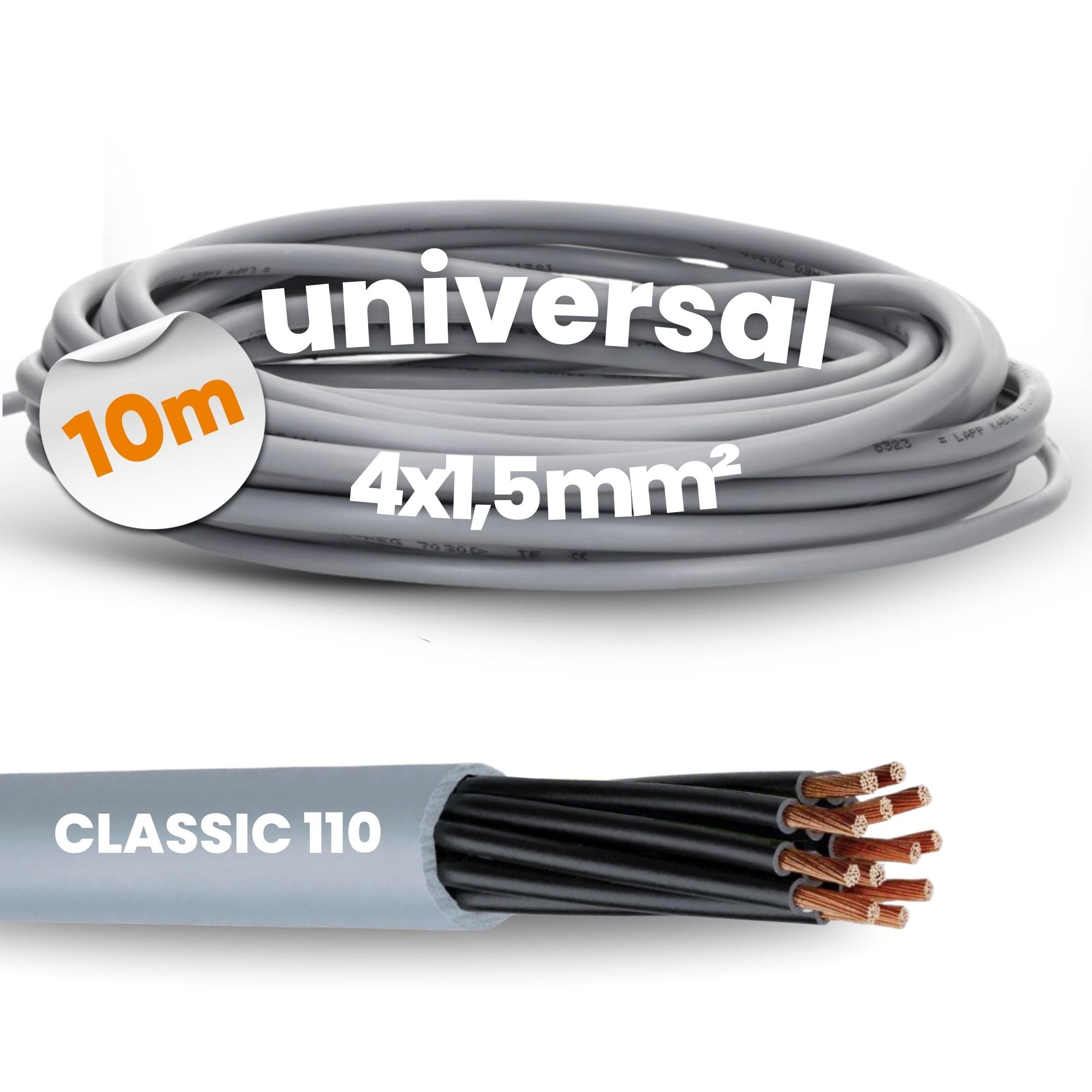 Lapp 10m Ölflex Classic 110 - Cable de Control PVC 4x1,5 mm² Gris