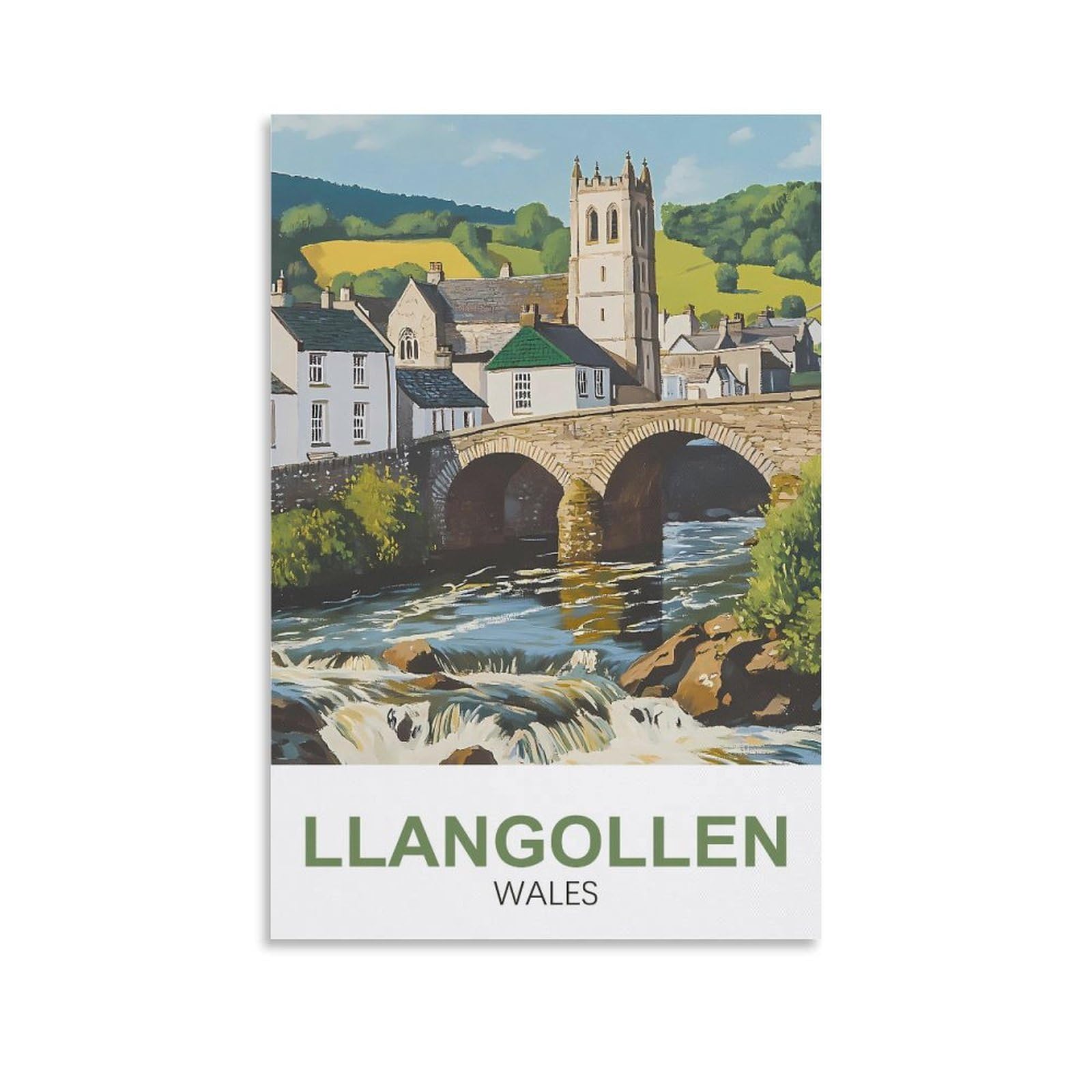 Xllyxygjq Unframe-Style Llangollen Wales Vintage Travel Poster 12X18inch(30X45cm) Canvas Wall Art Poster Print Artwork Painting Picture For Home Decoration Living Room Office Bedroom