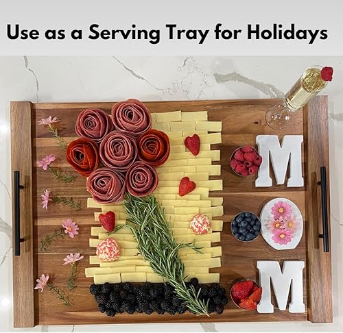 Miniatura 3 de Cubierta para estufa de tabla de fideos con asas, cubierta de estufa de madera de acacia, asas negras y doradas incluidas, 30.25 pulgadas de largo x