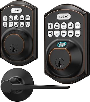 TEEHO Fingerprint Door Lock - Keyless Entry Door Lock with Keypad - Electronic Deadbolt Keyed Entry - Front Door Lock - Combination Door Lock - Easy Installation