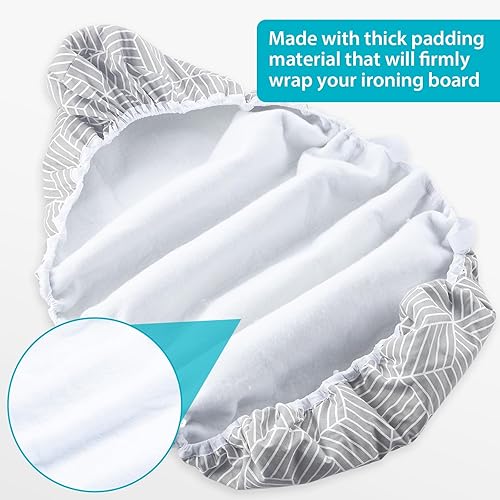 Miniatura 5 de Seiritex Funda para tabla de planchar de 18 x 54 pulgadas, reflectante al calor con cierres de velcro, acolchado grueso con bordes elásticos,