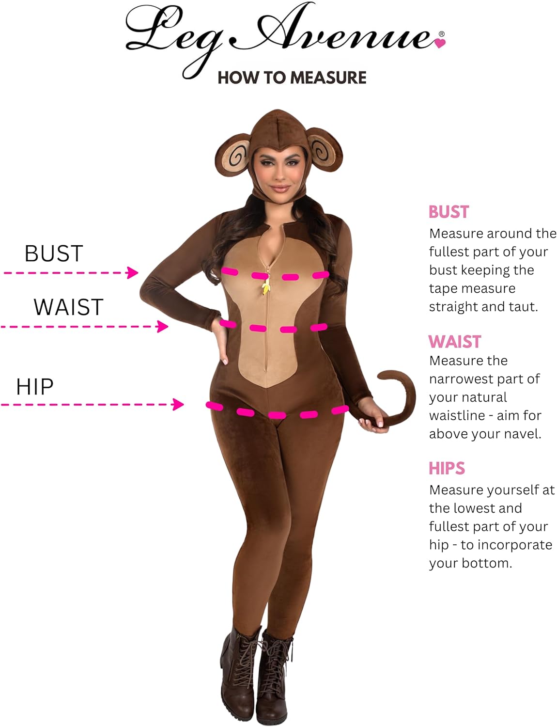 Leg Avenue Womens Cheeky Monkey Includes Ultra-soft Velvet Plush Catsuit With Banana Zipper Pull Wired Tail and Ear Bonnet - Image 5