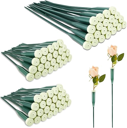 72 tubos de agua florales verdes, tubos de flores de plástico para flores frescas con tapa de goma para arreglos de tallos florales, 2 tamaños (12