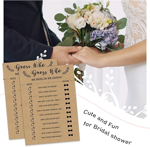 Miniatura 5 de Sirjiera Juego de despedida de soltera, tarjetas de Adivina quién es la novia o el novio para boda, 30 ideas de juegos de fiesta de despedida de