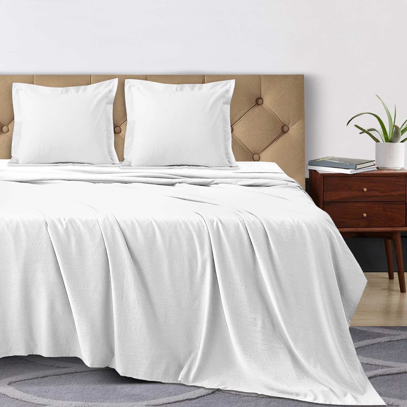 Parure de lit 140x200 cm drap housse et plat en coton anti-transpiration