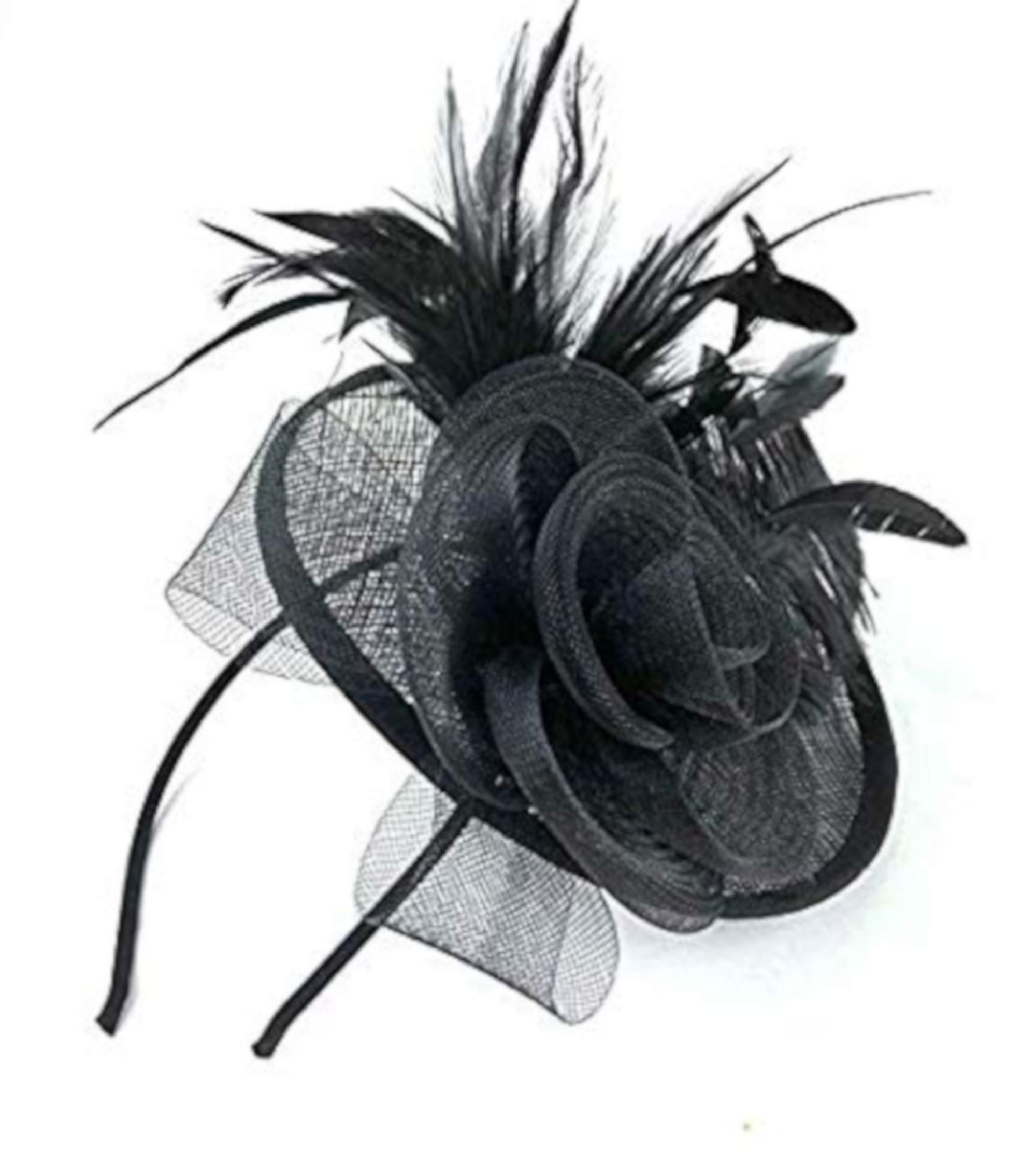 Inca Black 4602 Large Net & Hessian Fascinator Hatinator On Aliceband Wedding Party Prom