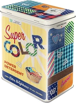 Nostalgic-Art Retro saklama kabı L, 3 l, süper renkli deterjan – eviniz için hediye fikri, büyük teneke kutu, vintage tasarım