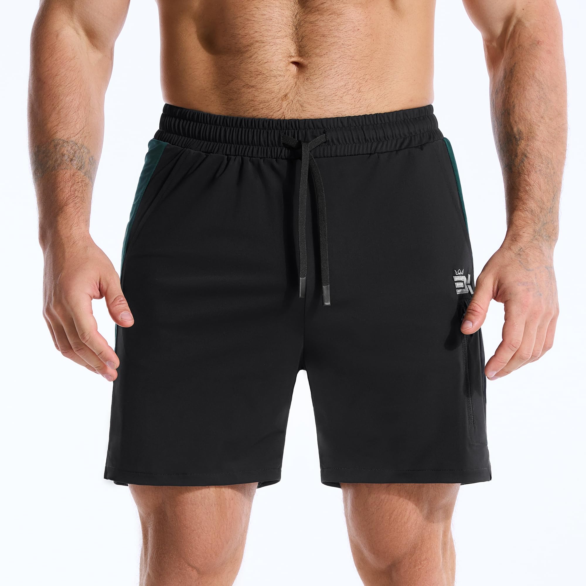 BROKIG Leichte Sporthose Herren Kurz, Schnell Trocknend Laufhose Herren Kurz Workout Gym Shorts mit Reißverschlusstasche