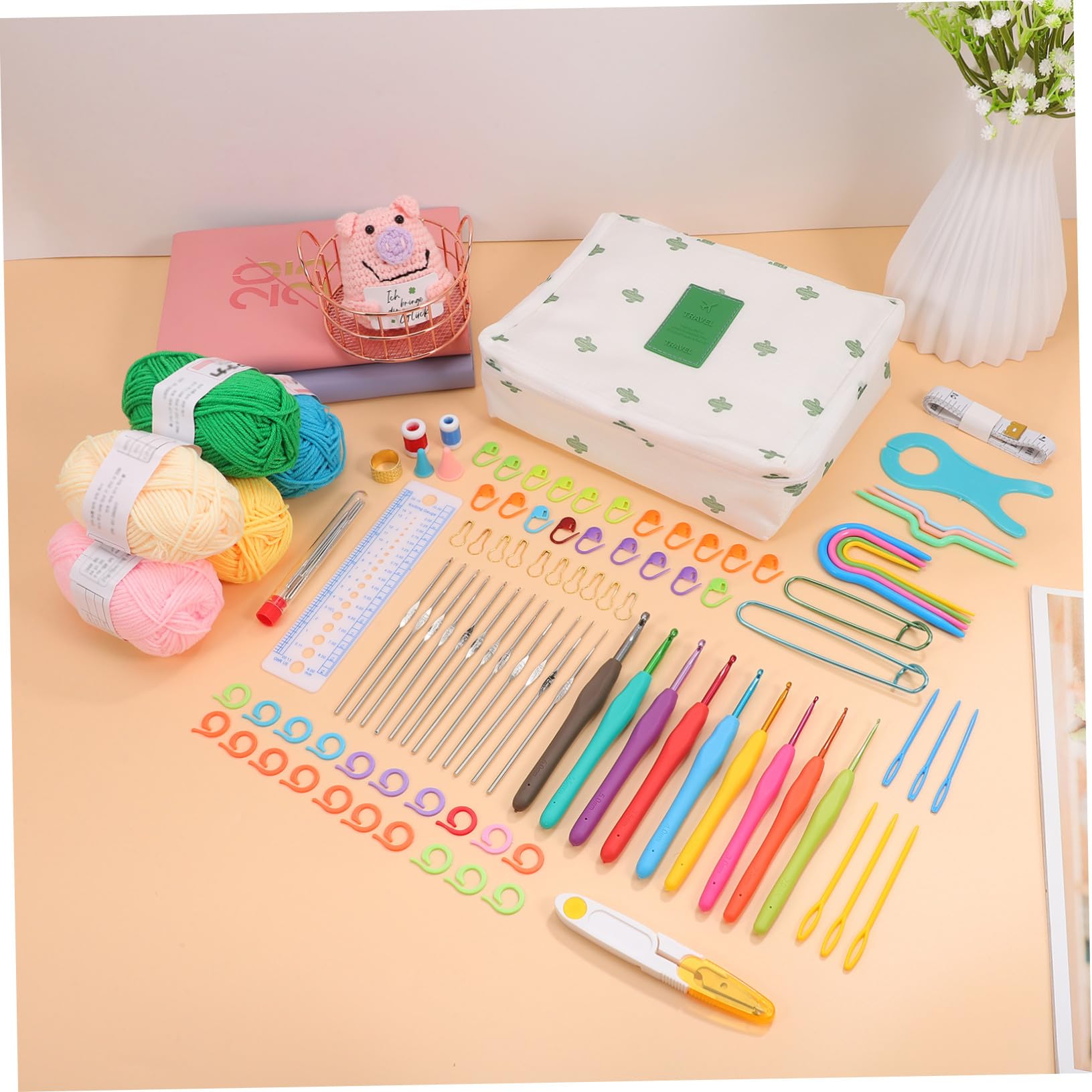 Beatifufu Uncinetti per Principianti con e Kit Completo di Strumenti Resistenti Organizzato in Pratica Borsa da Trasporto per Lavori Maglia Creativi e Regalo Originale