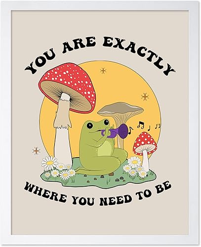 Miniatura 40 de Poster Master Póster con texto en inglés «You Are Exactly Where You Need To Be», impresión retro de rana, arte musical, arte de hongos, arte de cita