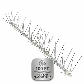 Bird-X Stainless Steel Bird Spikes, 8-inch Extra-Wide Spikes for Pigeons and Other Small Birds, Easy to Install, Contains 2 ft. Strips, Covers 100 Linear Feet Area, EWS-100