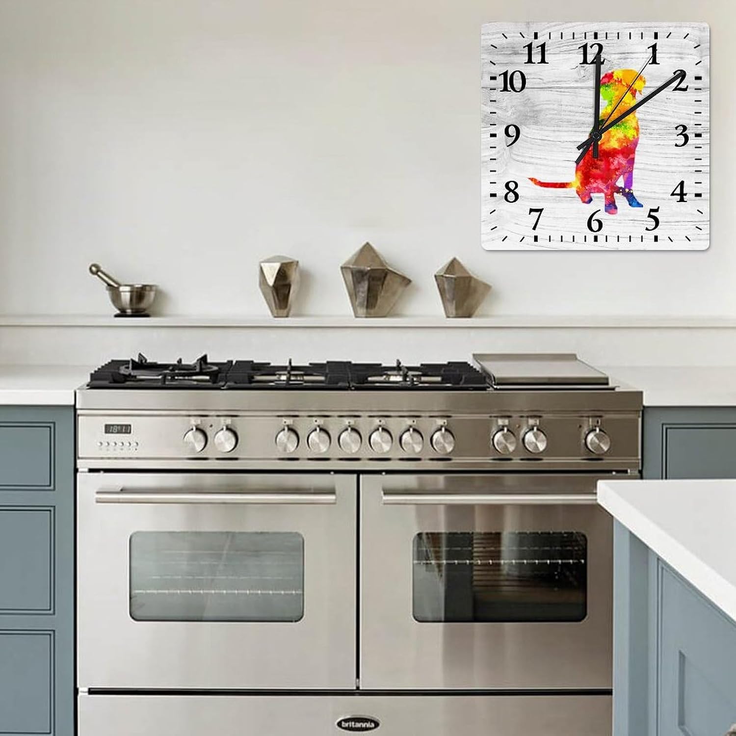 Labrador Retriever Square Wall Clock Dog Mom Gift Clock Large Wall Clocks Battery Operated 15 Inch Non-Ticking Modern Home Decor for Kitchen Living Room Bedroom
