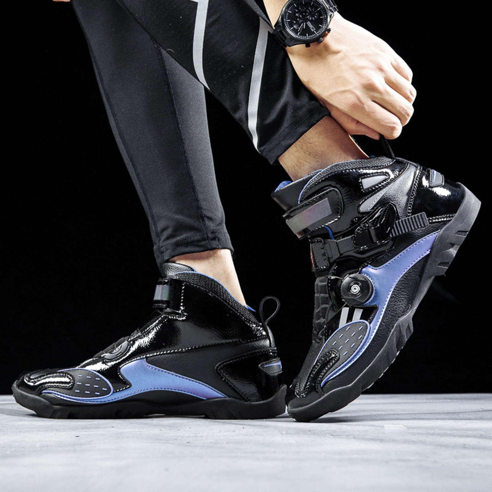 Stivali da Moto,Stivali Moto Uomo,Scarpe Moto Uomo Estive,Idrorepellente,Dventilatosi Adatta Bene alla Maggior Parte dei Pantaloni da Moto E alla Giacca