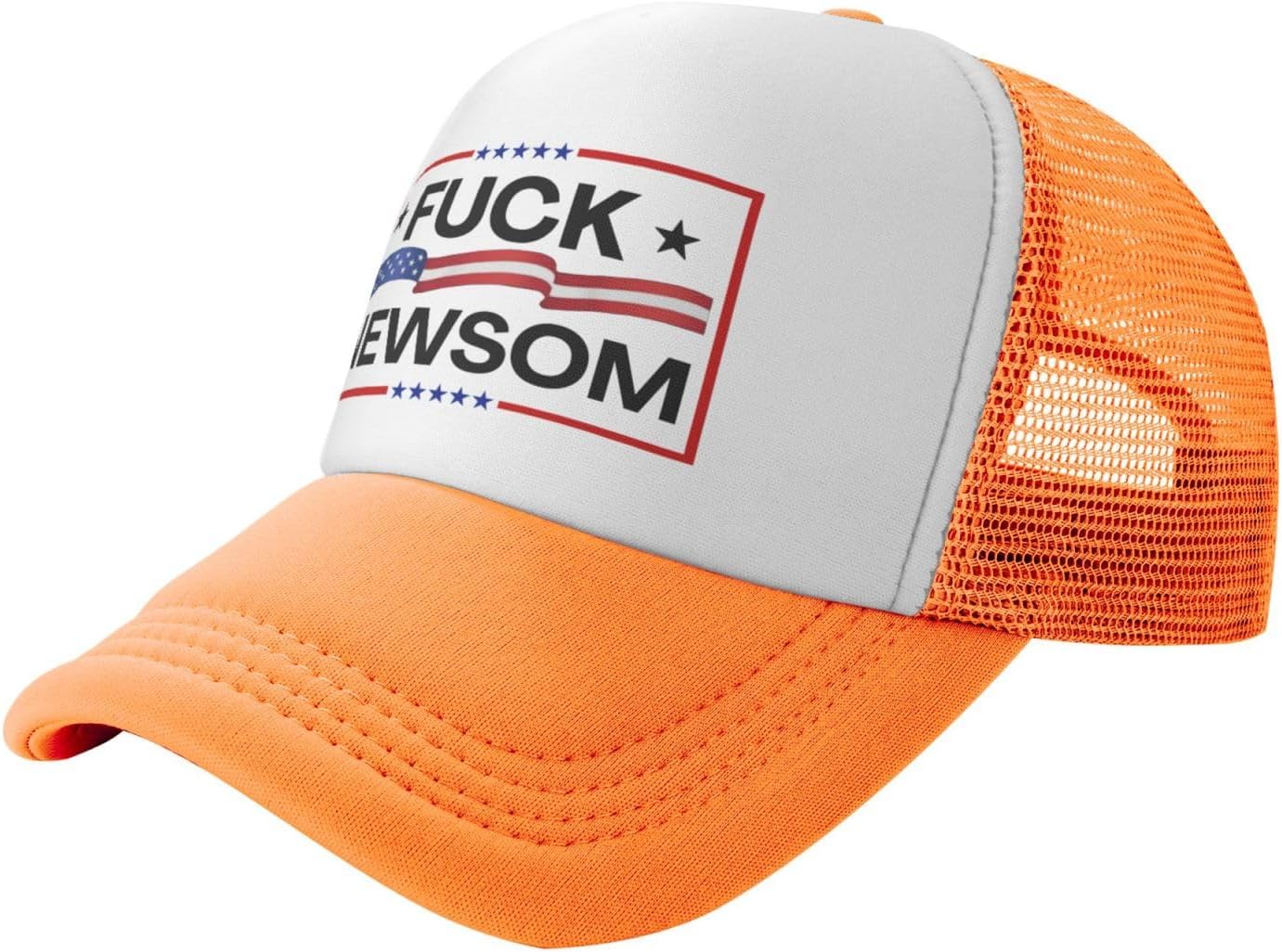 Fuck Newsom Hat Gavin Newsom Sucks Anti Newsom Mesh Hat Men Women Baseball Cap Trucker Hat Orange