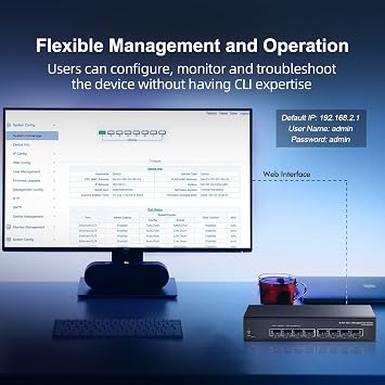 Binardat 8-Port 10 Gigabit SFP+ Managed Switch 1G/10G SFP+ Module Compatible 160Gbps Bandwidth Web/CLI L3 Management Metal Fanless Fiber Desktop Network Switch