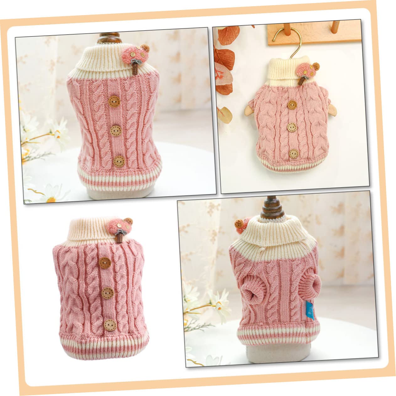 BESPORTBLE 3st Welpenweste Aus Baumwolle Haustier Welpenpullover Winterpullover Für Hunde Kleine Hundepullover Hunde-Hoodie Welpen-Pullover Warmer Welpe Bequemer Hoodie Hundemäntel Stoff Rosa