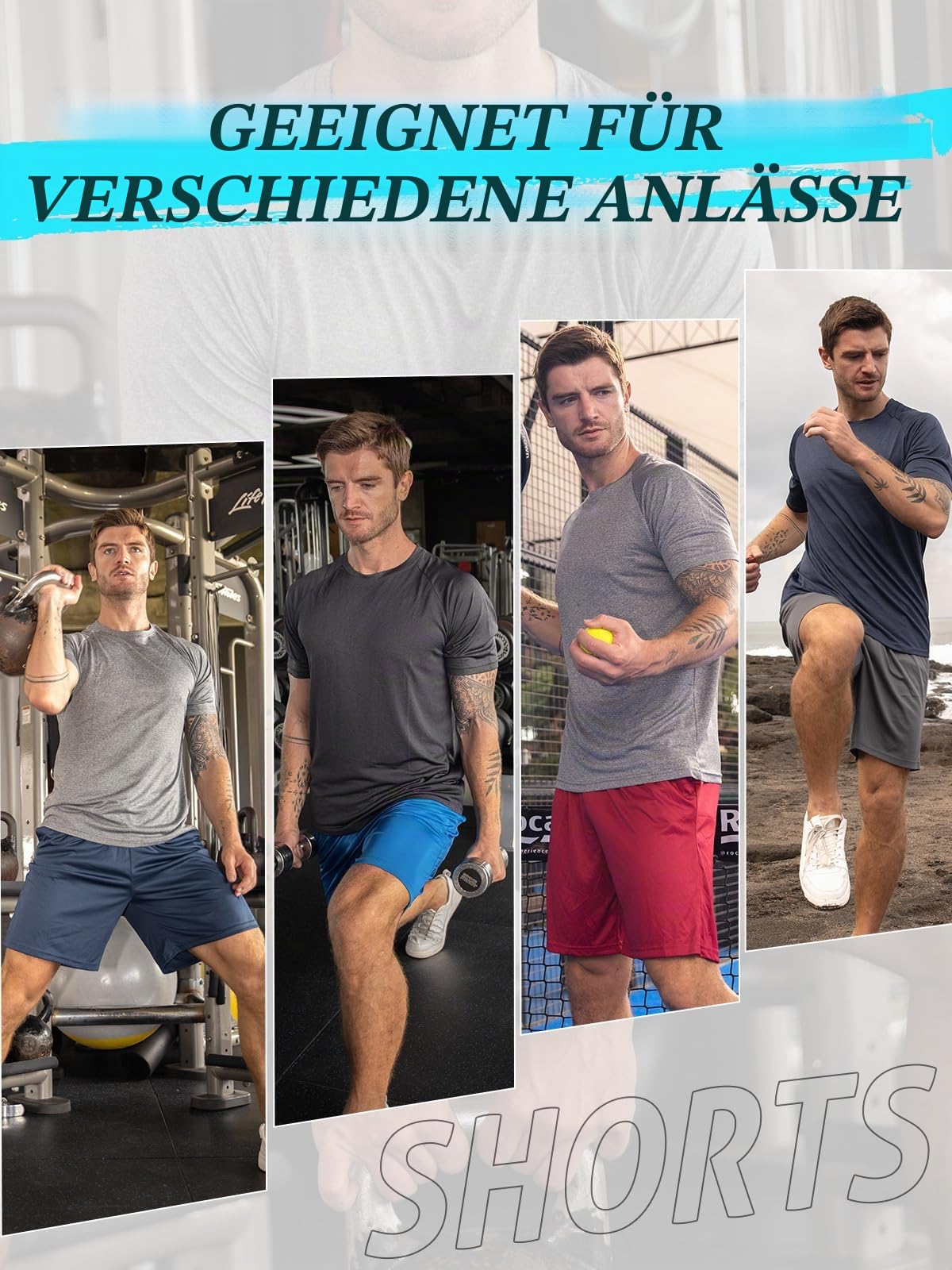 ZENGVEE 5er Pack Sporthose Herren Kurz Sport Shorts Hosen Kurze Männer
