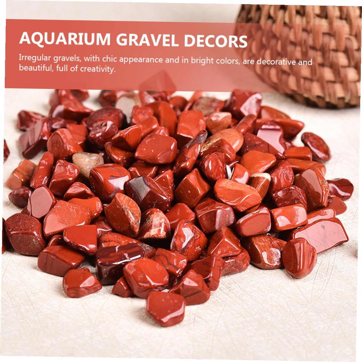 Red Jasper Aquarium Gravel Decorative Stones 7-9mm Bulk Fish Tank Gravel 2lb Natural Terrarium Rocks for Aquascaping and Fish Tank Decoration