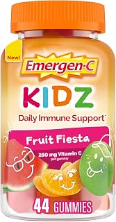 Kidz Daily Immune Support Dietary Supplements, Flavored Gummies with Vitamin C and B Vitamins, Fruit Fiesta Flavored Gummies, Back to School Essentials - 44 Count