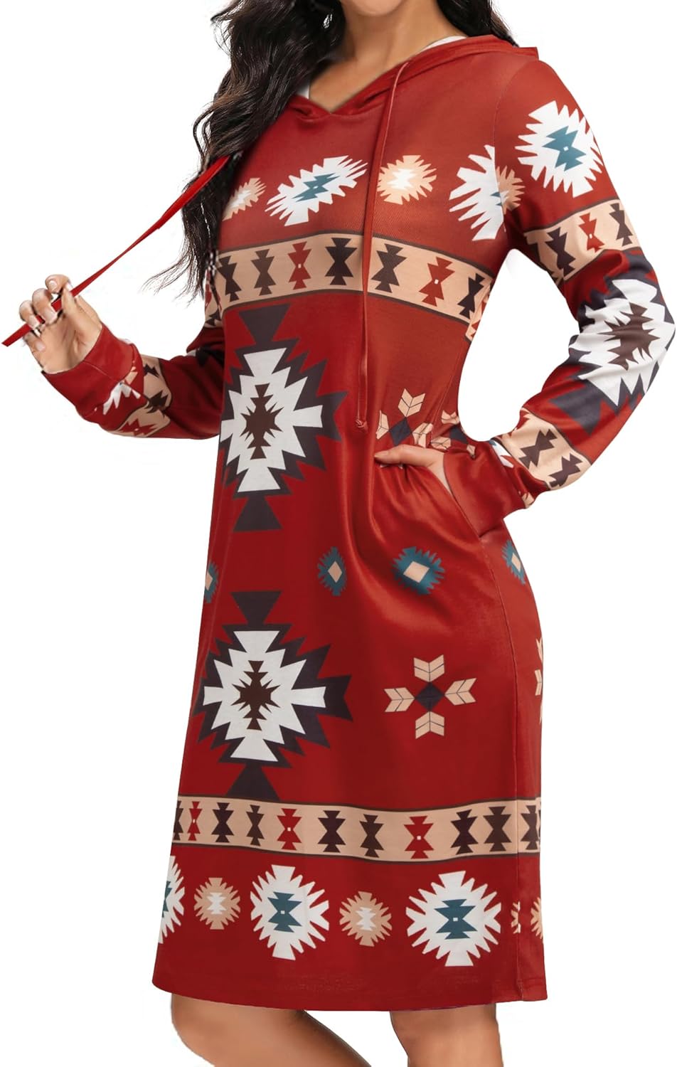 Kimmery Long Sleeve Dress for Women Lightweight Kangaroo Pocket Hoodie Dress Fall Sweatshirts for Women - Image 2