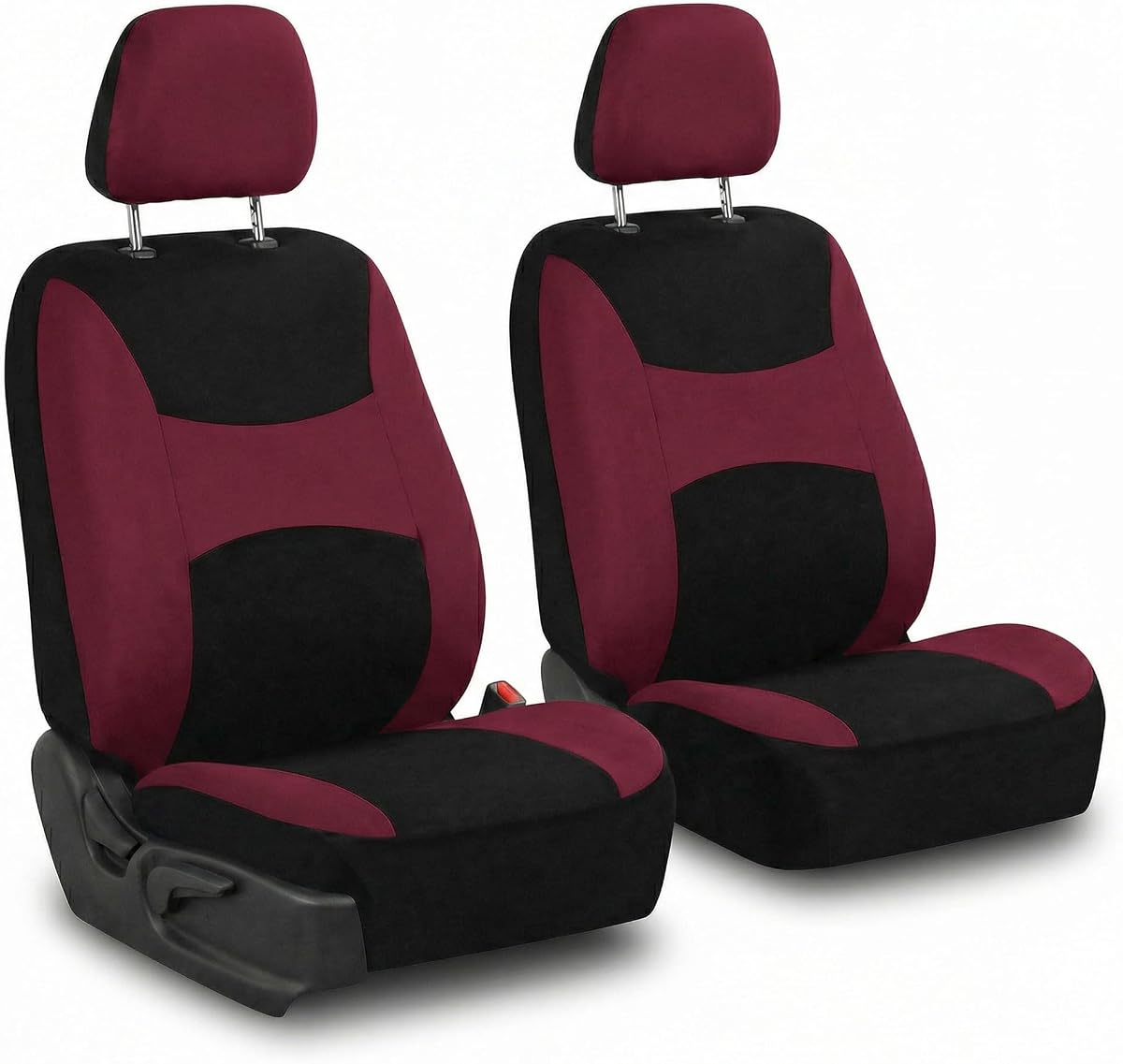 FH Group Front Set Cloth Car Seat Covers for Low Back Seats with Removable Headrest, Airbag Compatible, Universal Fit Seat Cover for SUV, Sedan, Van, Burgundy