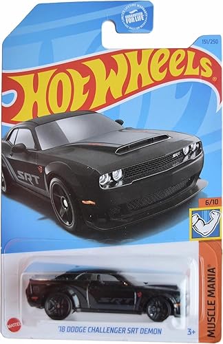 Hot Wheels Dodge Challenger SRT Demon '18, Muscle Mania 610 Negro 151250