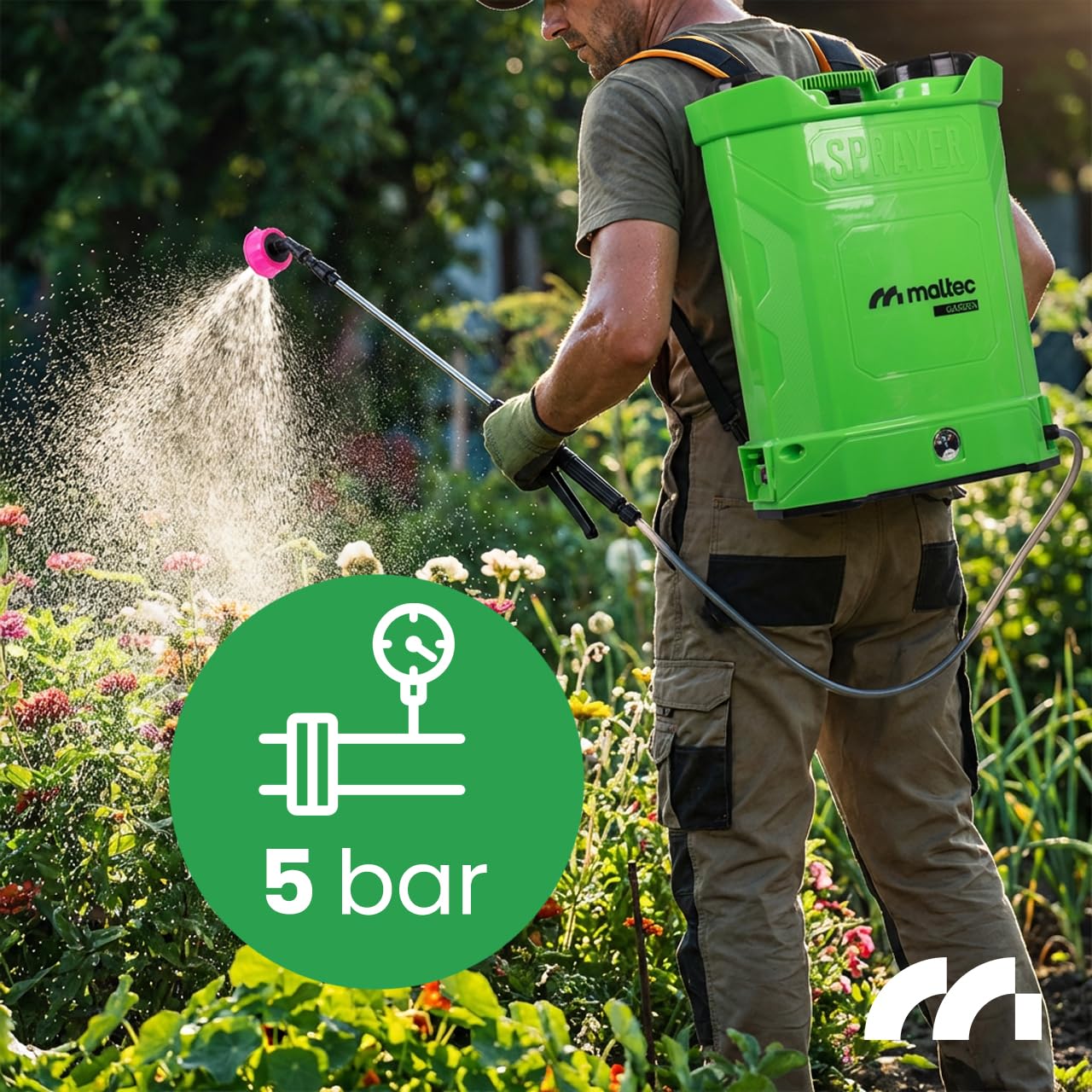 Opryskiwacz ciśnieniowy ogrodowy z regulowaną dyszą, 20 l, opryskiwacz do roślin, opryskiwacz akumulatorowy, opryskiwacz ciśnieniowy 5 barów, w zestawie akumulator litowo-jonowy 12 V, lanca 96 cm i 5