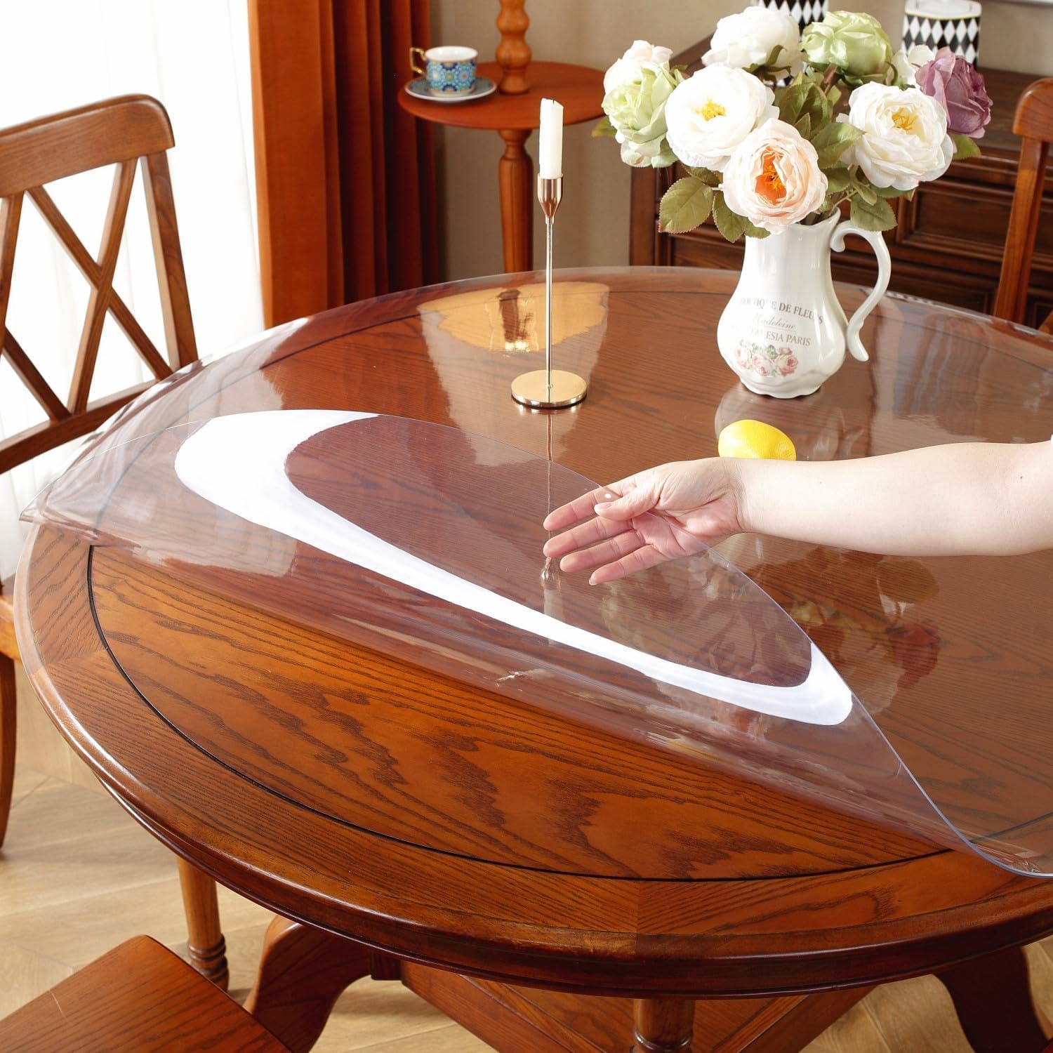OstepDecor 41" Round Clear Table Protector, 2mm Thick Plastic Table Cover