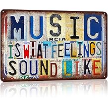 Vintage Music Room Wall Decor Inspirational Quotes Metal Sign Tin Signs Poster - Music Is What Feelings Sound Like