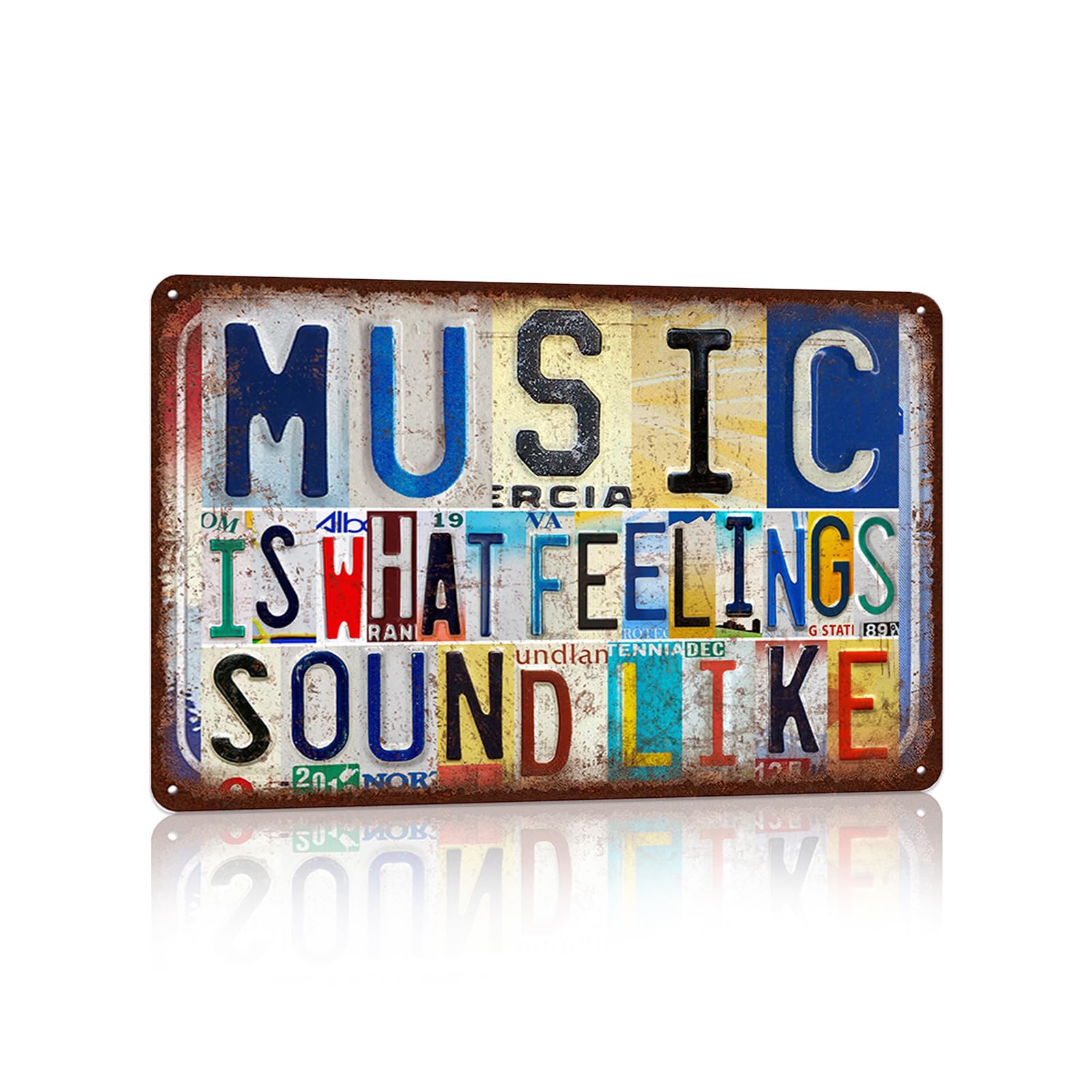 peiyeety Vintage Wall Decor Inspirational Quotes Metal Sign Tin Signs Poster - Music Is What Feelings Sound Like