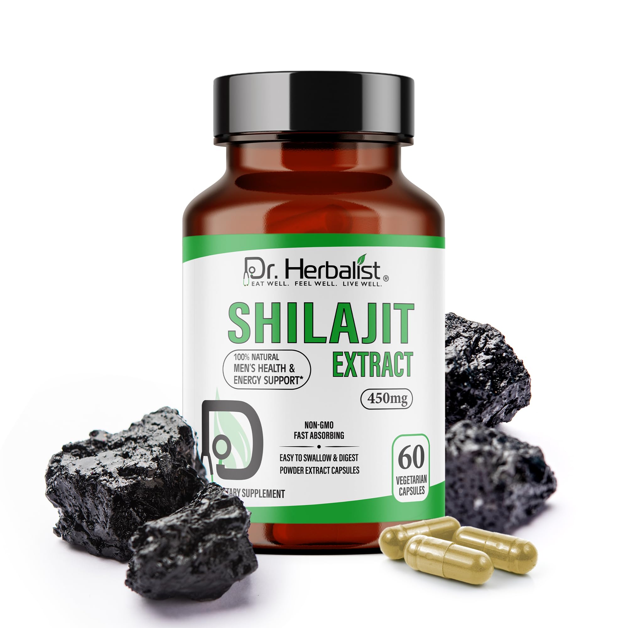 Dr Herbalist Shilajit Extract 450mg 60 Vegan Capsules 10 1 Extract 4 500mg Raw Shilajit Standardized to 20