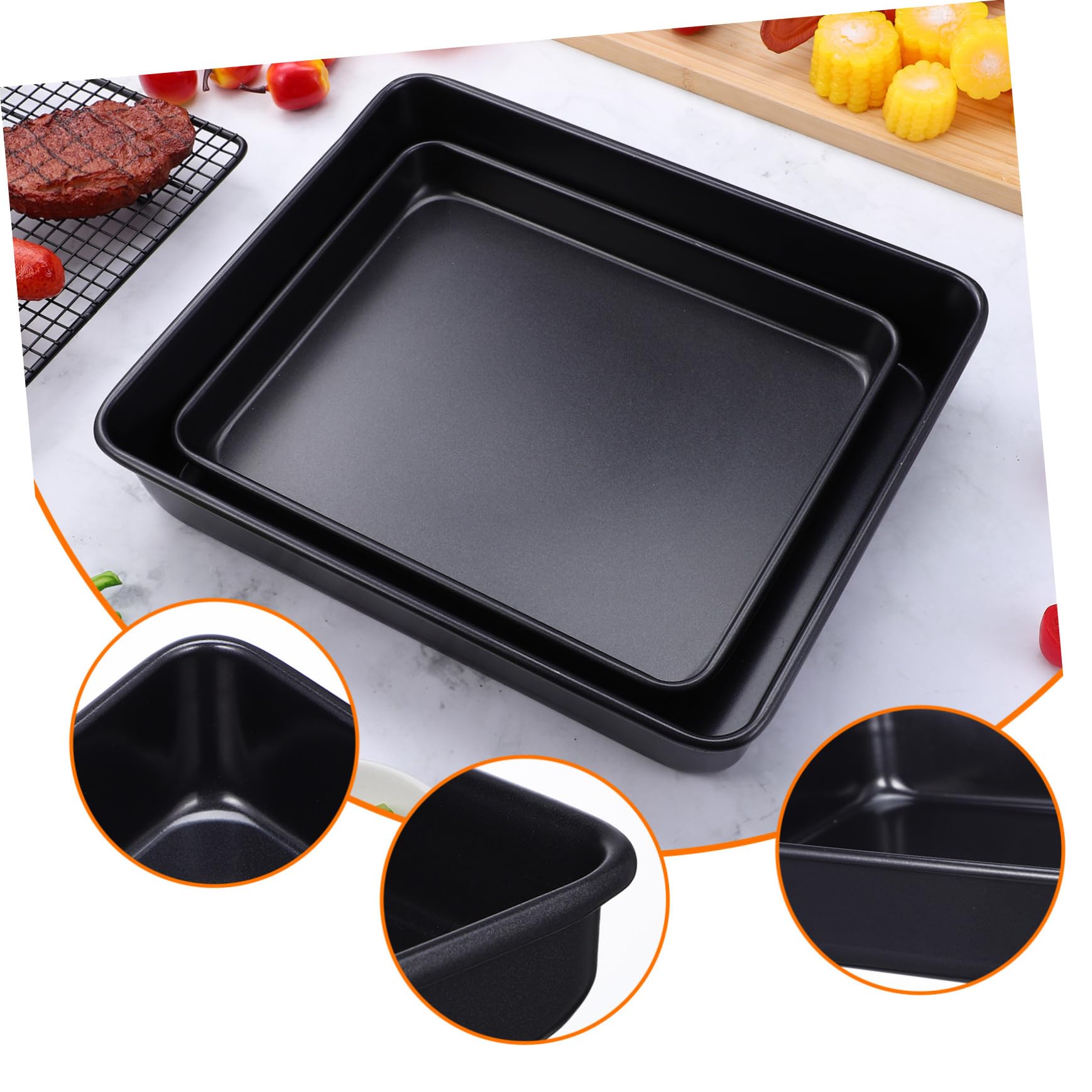 ERINGOGO Bandejas para Hornear Horno Tostador Antiadherentes Acero Inoxidable 13 y 11 Negras Kit Multifuncional Cocina Pan Pasteles 2 Piezas